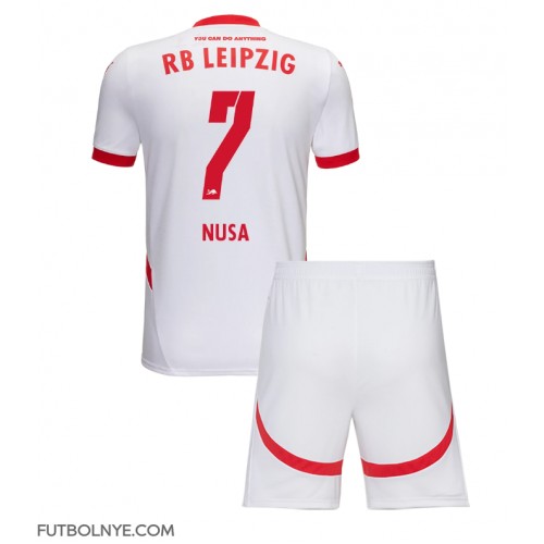 Camiseta RB Leipzig Antonio Nusa #7 Primera Equipación para niños 2024-25 manga corta (+ pantalones cortos)